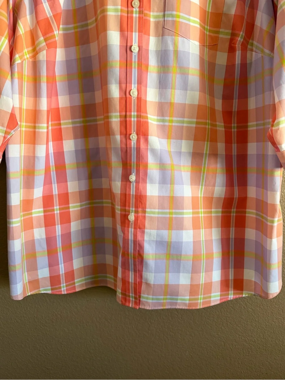 Lands' End Peach, light Purple and White Checkered Button-Down Shirt Size 22W - Picture 4 of 10